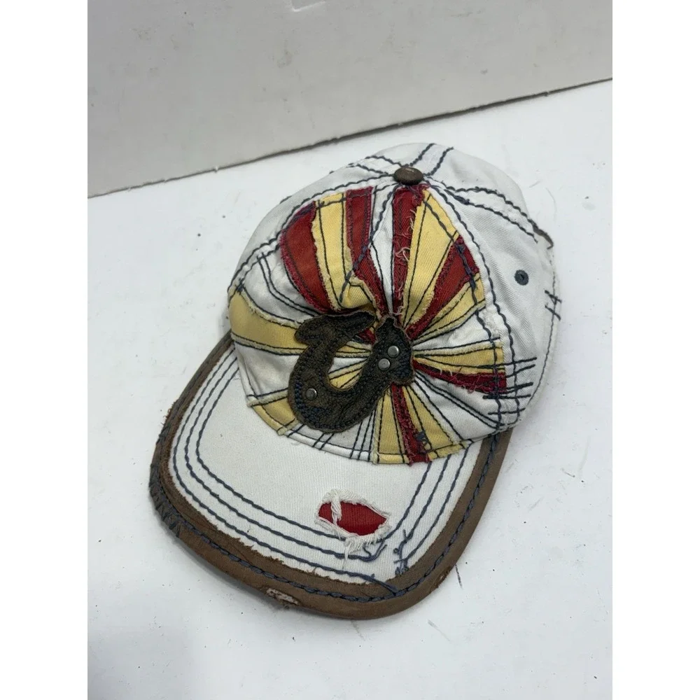 Rare Authentic True‎ Religion Hat – Vintage Y2K Distressed Denim Horseshoe